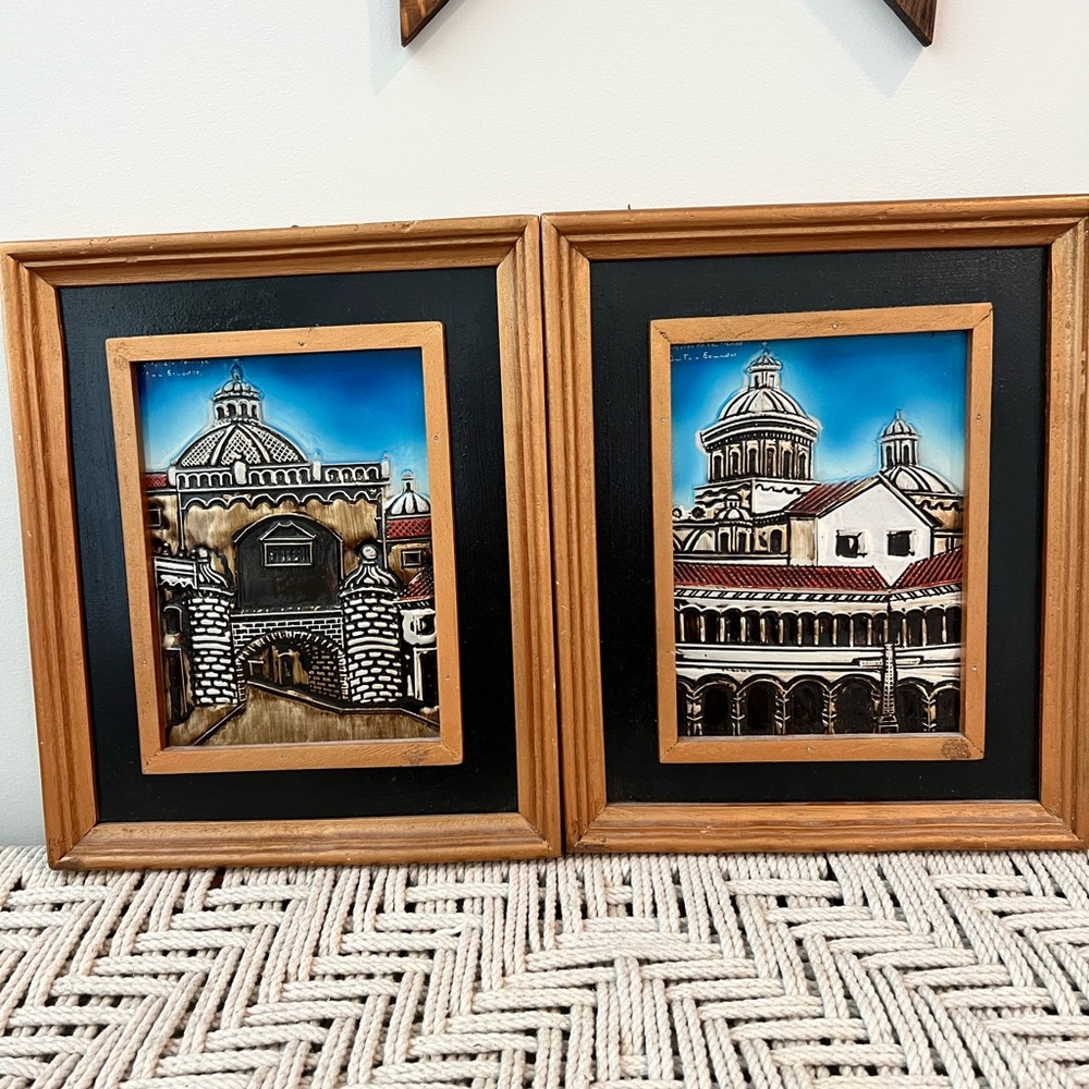 Set of Two Ecuadorian Framed Architectural Paintings